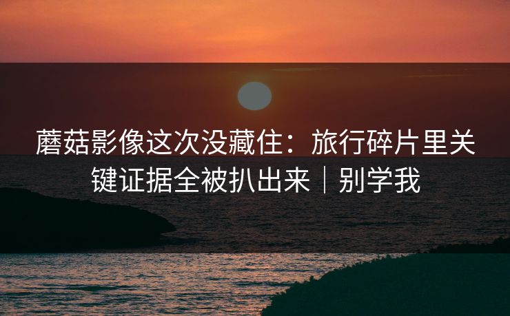 蘑菇影像这次没藏住：旅行碎片里关键证据全被扒出来｜别学我