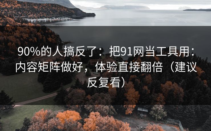 90%的人搞反了：把91网当工具用：内容矩阵做好，体验直接翻倍（建议反复看）