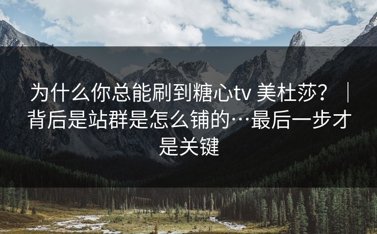 为什么你总能刷到糖心tv 美杜莎？｜背后是站群是怎么铺的…最后一步才是关键